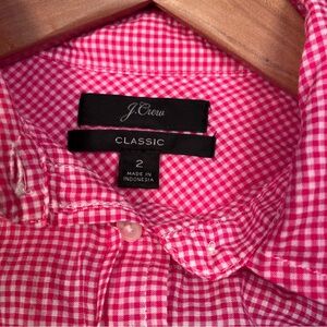 J. Crew Pink and White Gingham Button-Down Shirt